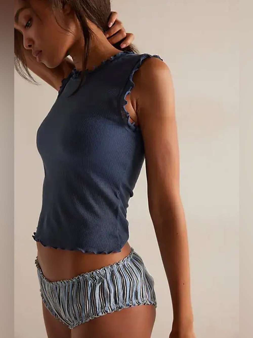 NWT 🩵 Free People Intimately Close To Home Muscle Tee in Oceania